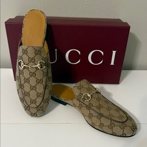 Gucci Monogram Womens Princetown Slipper.  Original GG canvas . Size 38